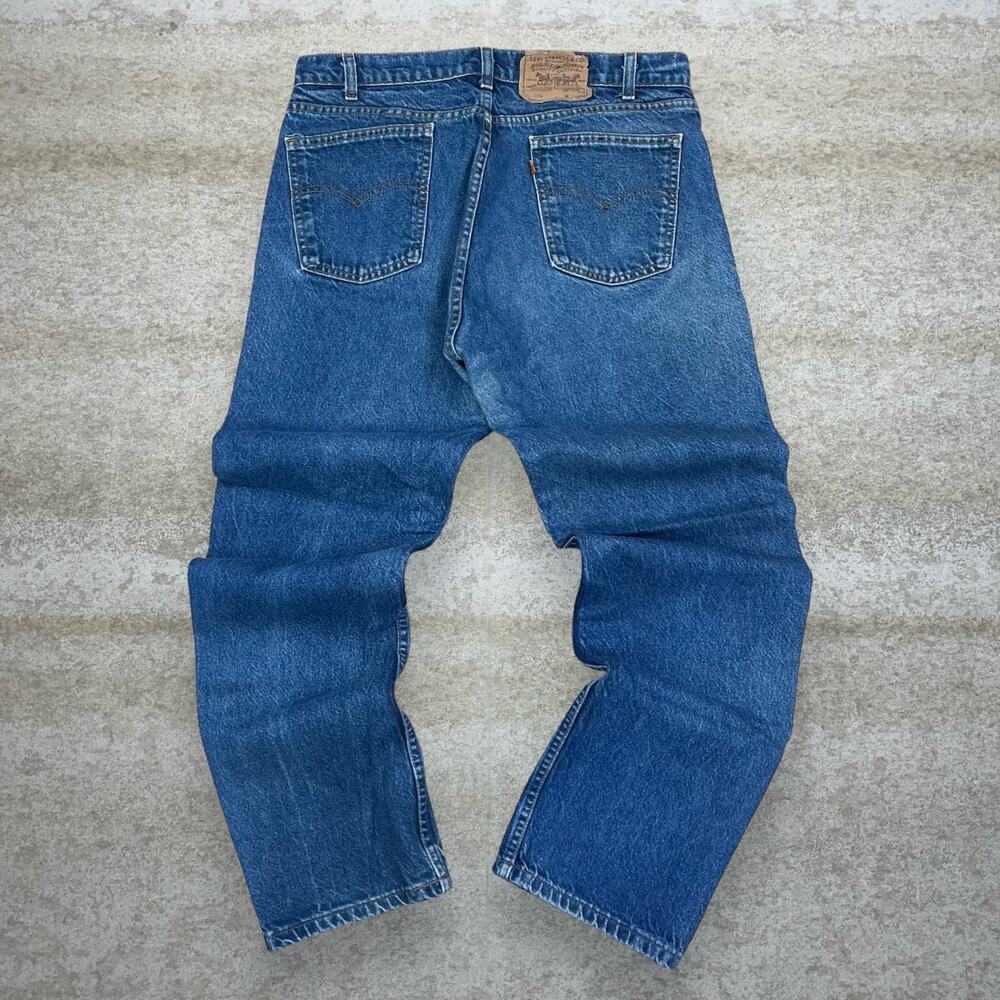 Vintage 80s Orange Tab Levis 505 Jeans 36x32 Regular Straight Leg Medium Wash